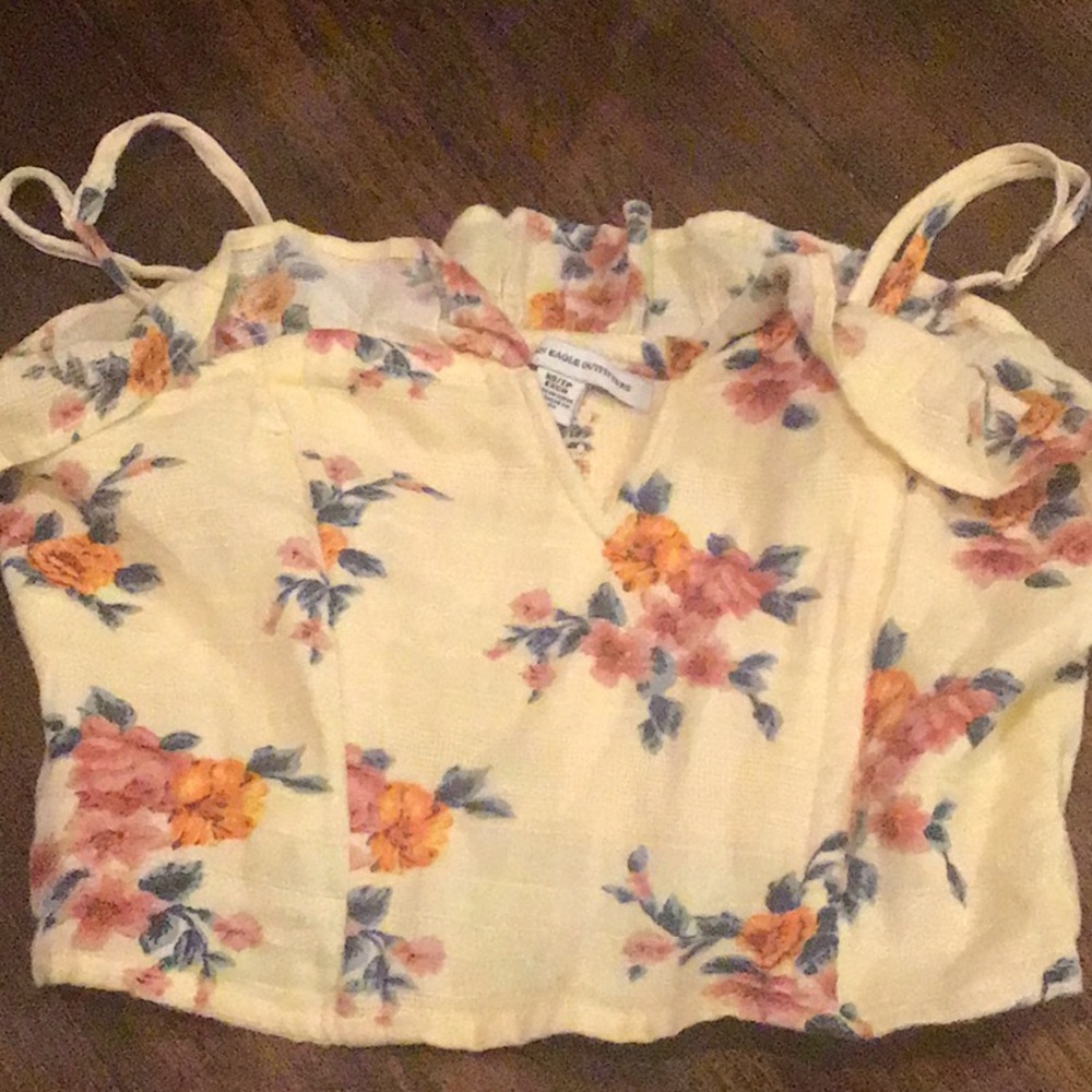 Yellow floral crop top